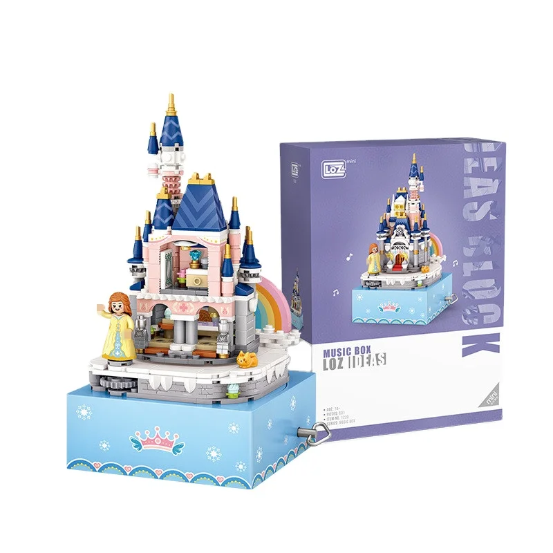 LOZ Blocks Beautiful Castle Building Bricks with Music Box Sakura Tree House Toys DIY  Girls Present Christmas Decoration 1220