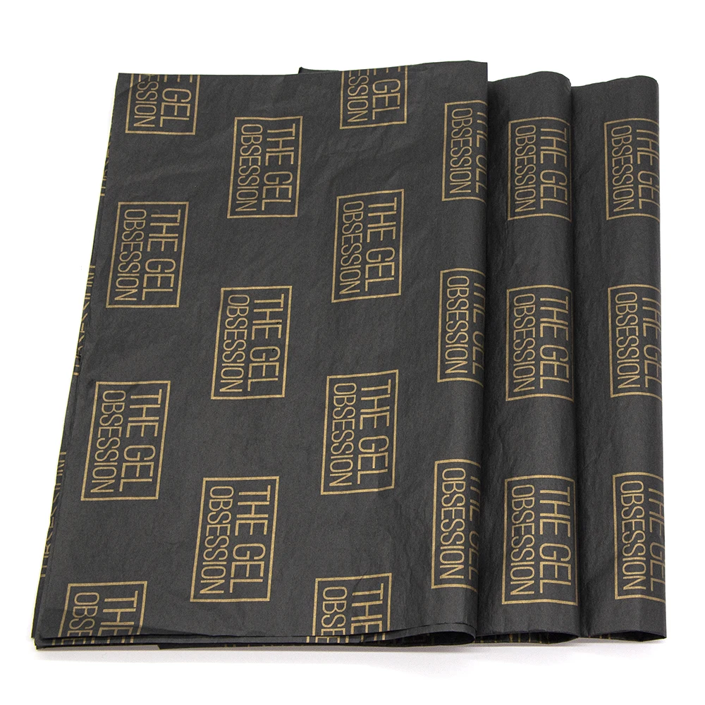 Custom Printed Golden Logo Black Tissue Paper Product Gift Wrapping Paper For Flower/Shoes/Clothes Packaging