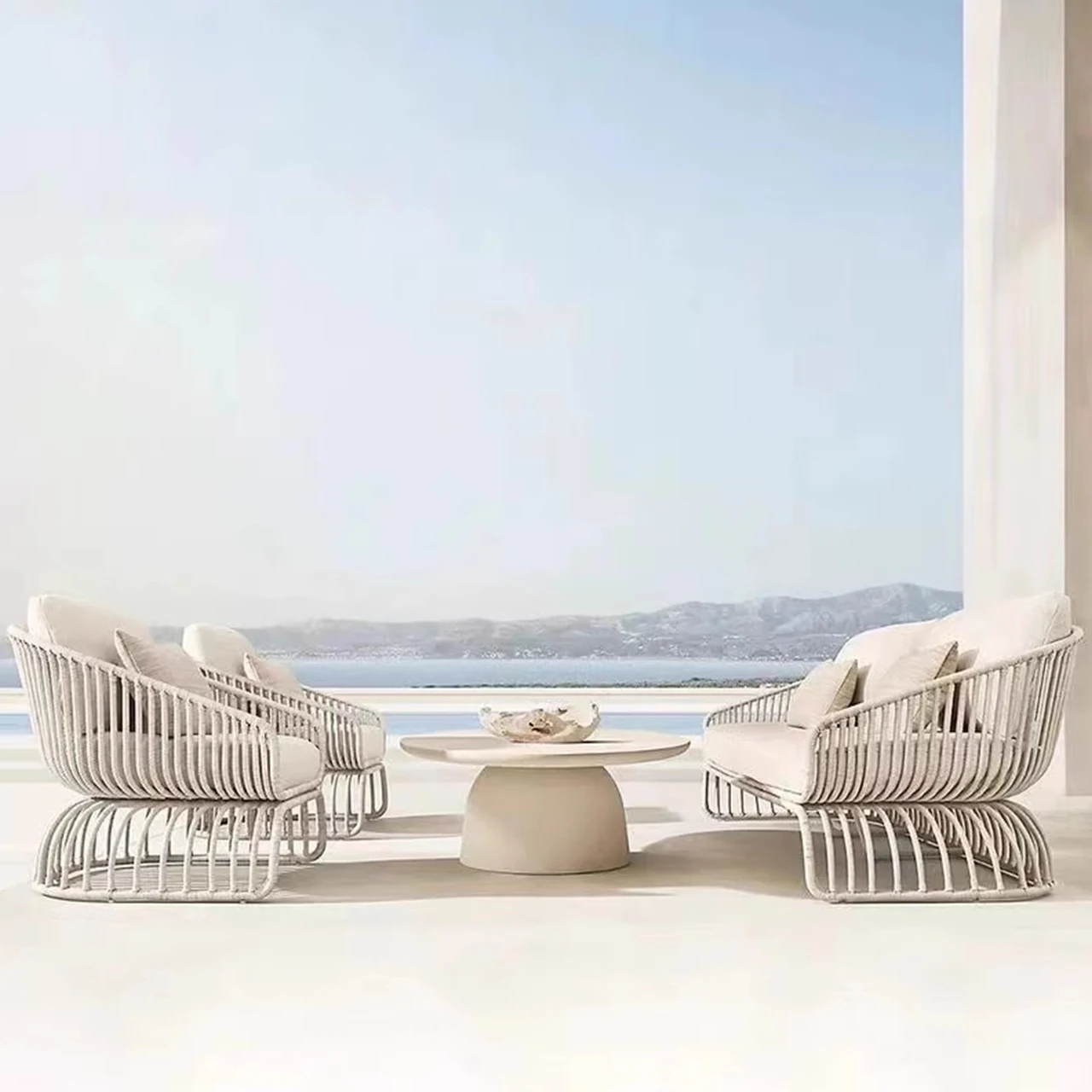 2025 European style sofa set PE rattan woven waterproof garden sofa patio sofa set furniture