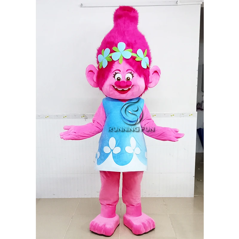 Running Fun OEM custom made pink poppy  branch trolls sonic pig bunny melon cartoon character mascot costume for adults