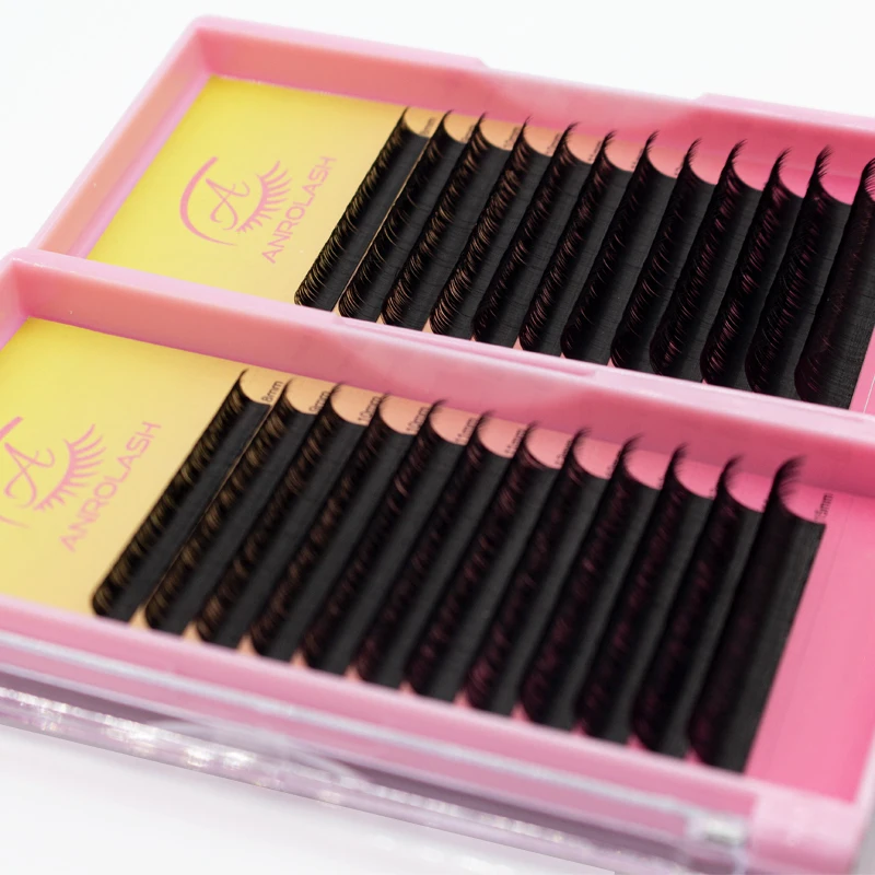 Custom Logo Wholesale PBT Fiber Silk Mink Eyelash Extension YY Shape False EyeLashes Extensions