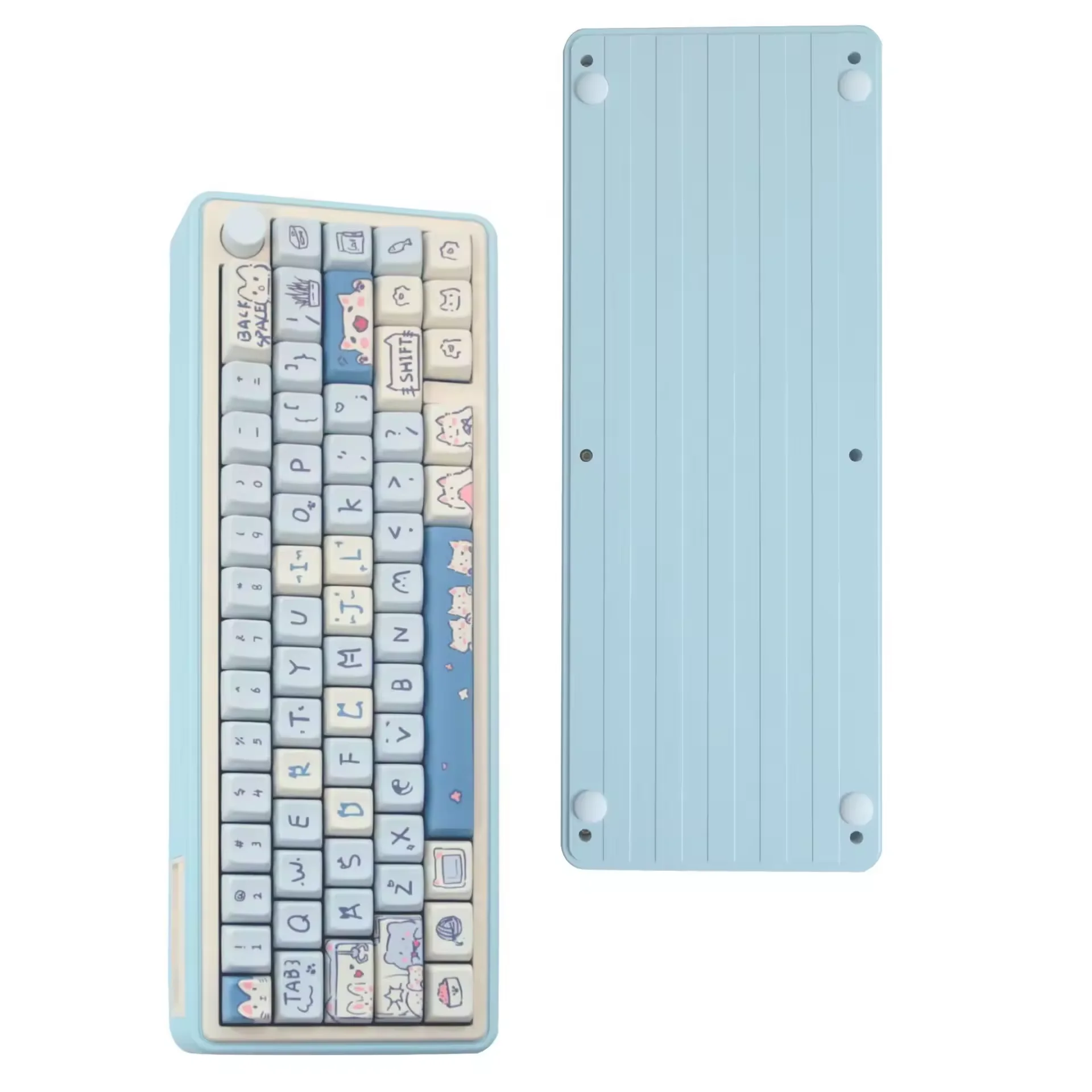LMK67 65% Layout Gaming Keyboard Kit RGB Hot Swap Tri-mode Wireless Keyboards with Media Knob Multi-color Pink Girls Keyboards