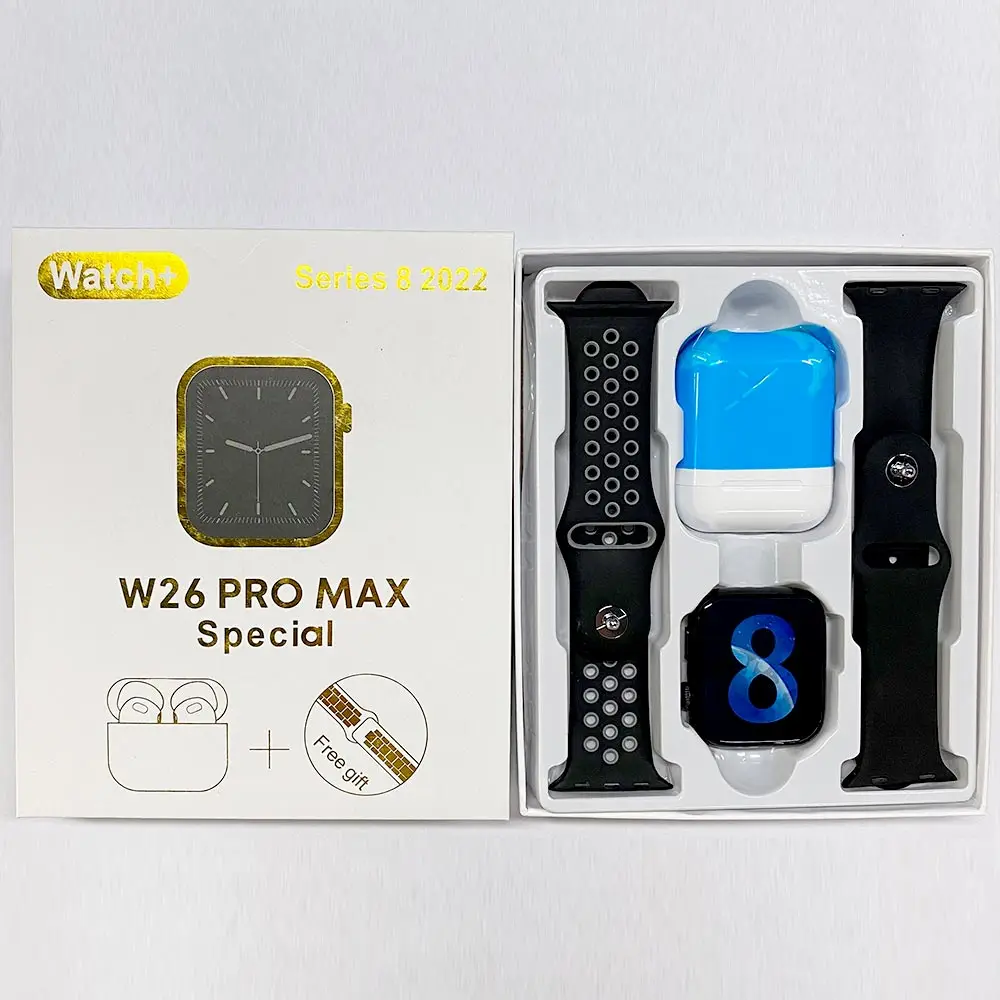 2023 Latest W26 pro max special mart watch with airbuds heart rate wireless earphone 2 in 1  smartwatch with TWS earbuds