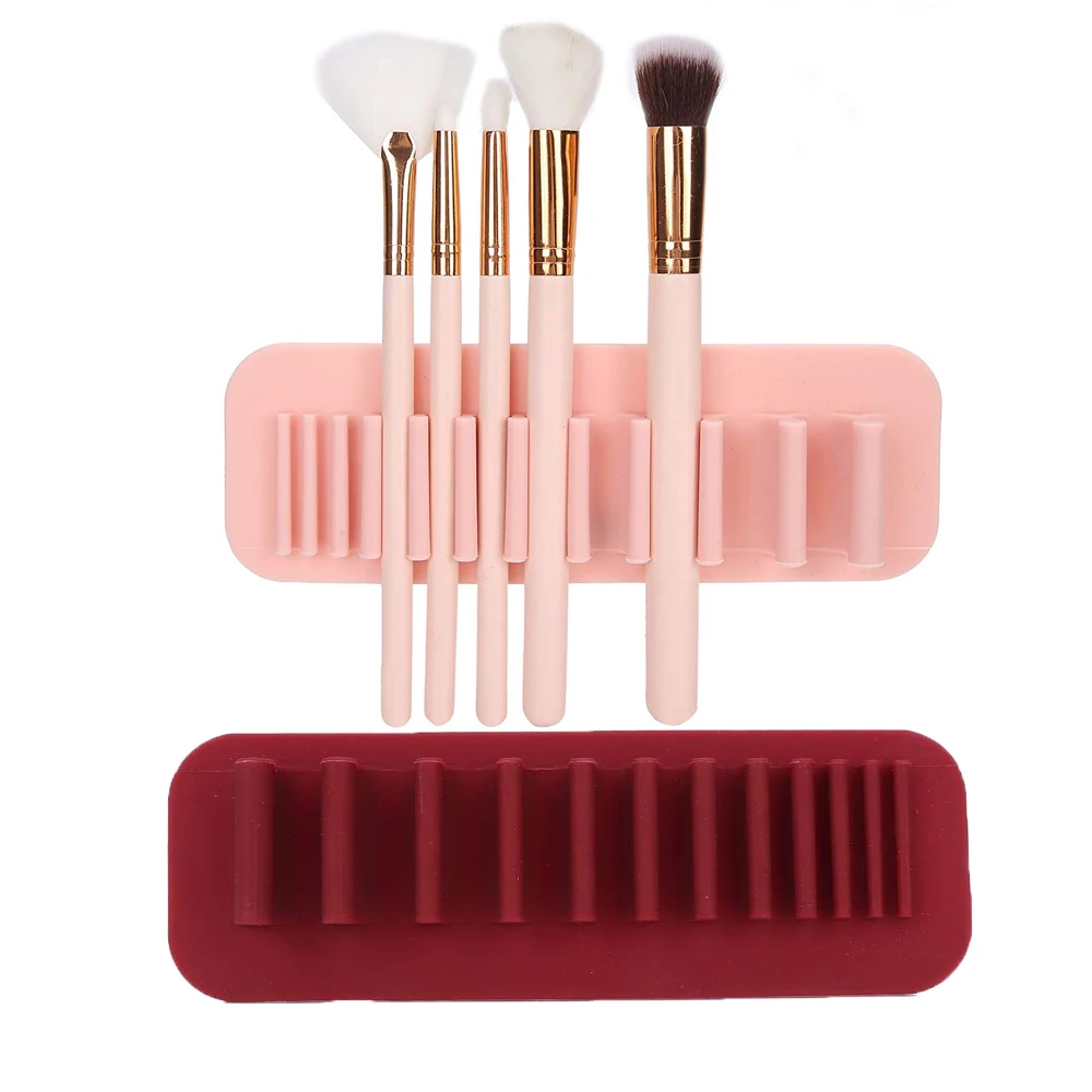 Toothbrush Stand Organizer Rack Makeup Brush Wall-Mounted Brushes Holder Silicone Cosmetic Brush Drying Rack