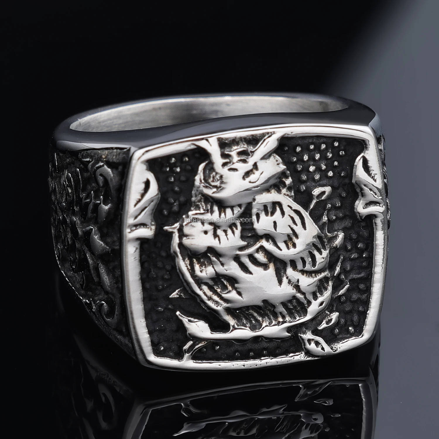 Unisex Personalized Protection Large Statement Old Wise Bird Night Owl Animal Band Ring For Men Women