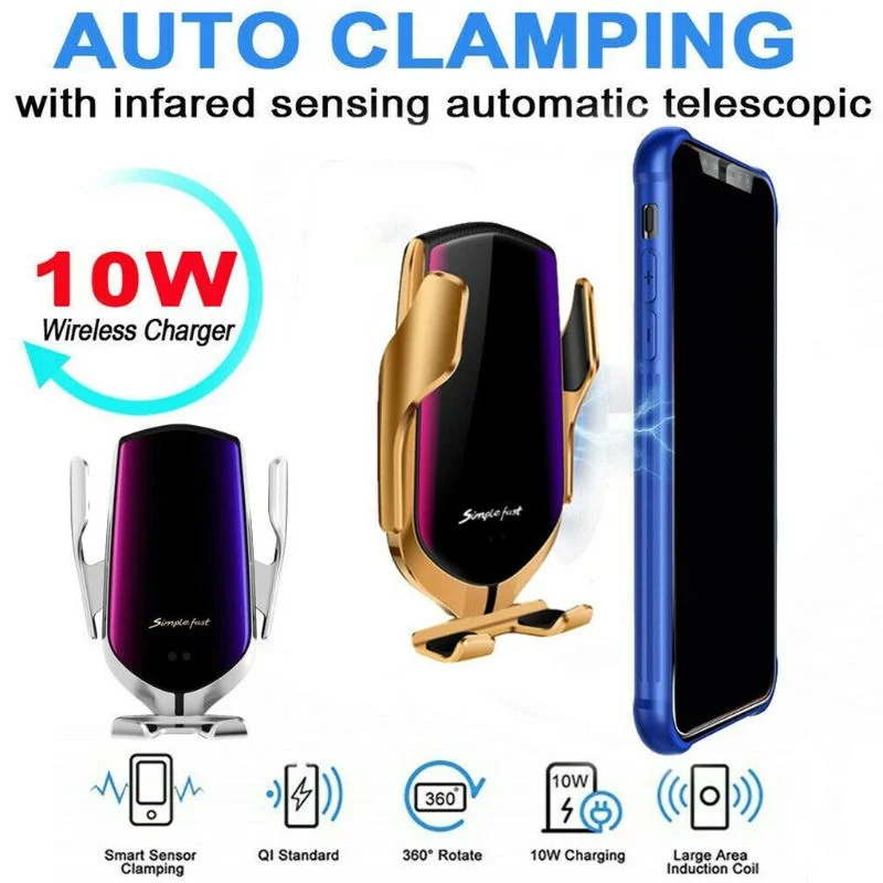 new products in 2022 New hot  Wireless Car Charger, 2 in 1 Qi 10W Fast Auto-Clamping Charge Car Air Vent Mount Phone Holder