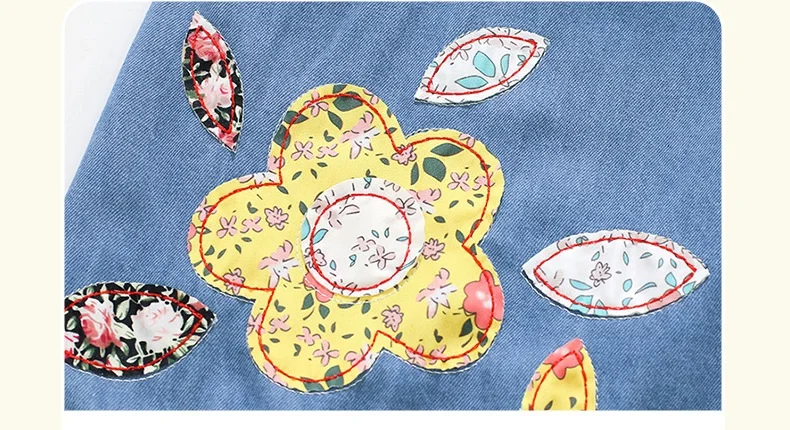 New Arrival Summer girls clothing kids Embroidery Dress 100%cotton Children Girls Suspender Denim Dresses
