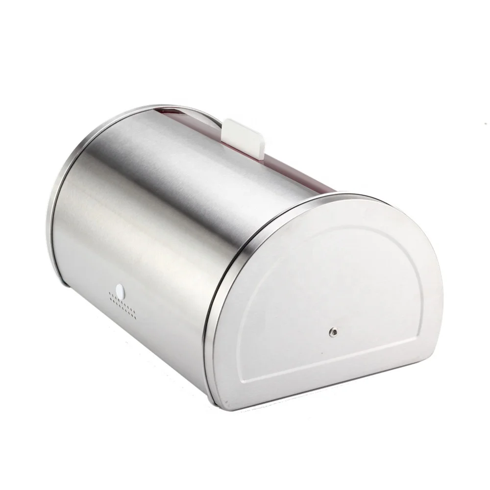 Bread Bin Roll Top Black Breadbox Metal Roll Up Top Lid Bread Container Storage Bin Keeper for Homemade Cake