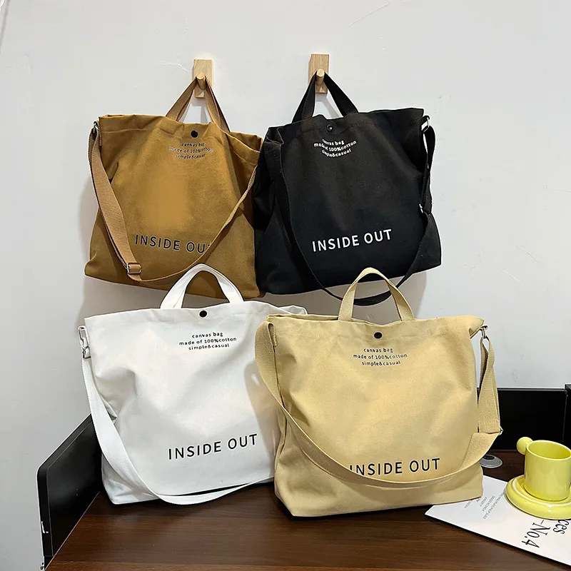 Customized Large Capacity Canvas Messenger Bag Shopping Bag Crossbody Tote Bag
