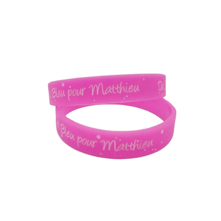 2021 Hot Selling Silicone Wristband Soft Silicone Bracelet  Debossed Logo Fill In Color Wrist Band