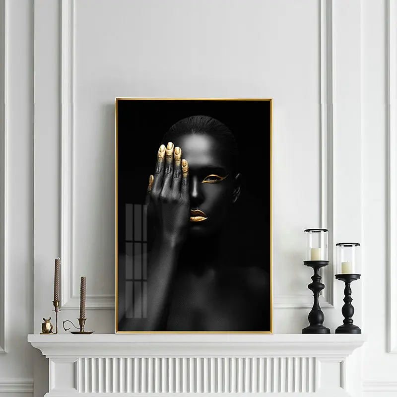 Modern Minimalist Black Beauty Decoration Wall Art Portrait Painting Canvas Customized Logo Environment Friendly Printed 500pcs
