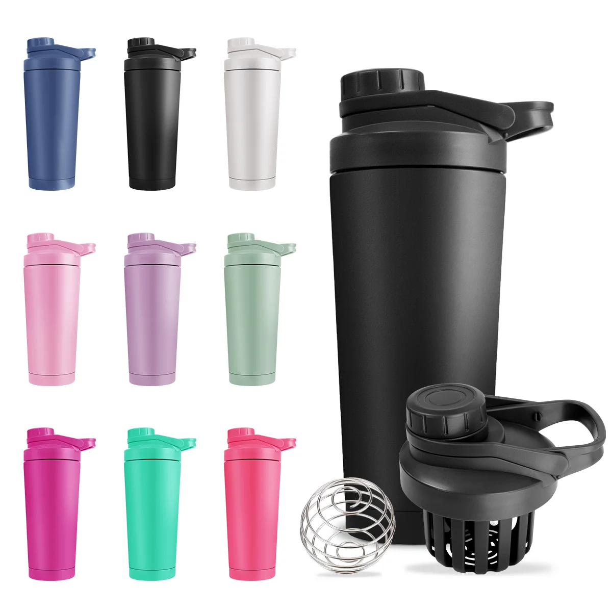 Customizable Logo 25oz Protein Shaker Cup Double wall vacuum Stainless Steel Protein Shaker Bottle BPA Free With Filter