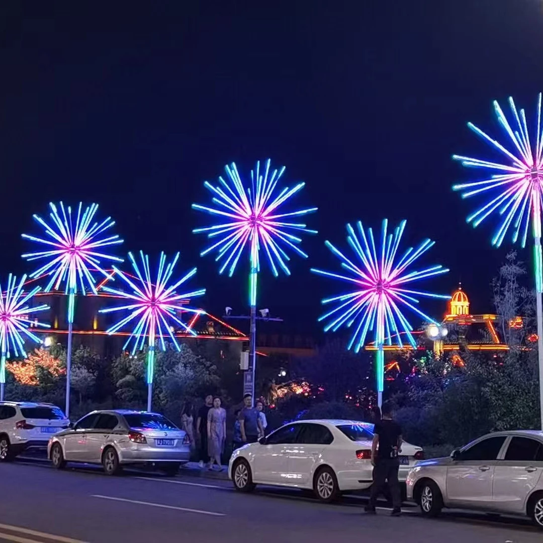 Garden Pathway Decoration LED Fireworks Salute Sphere with 12 Models RGB