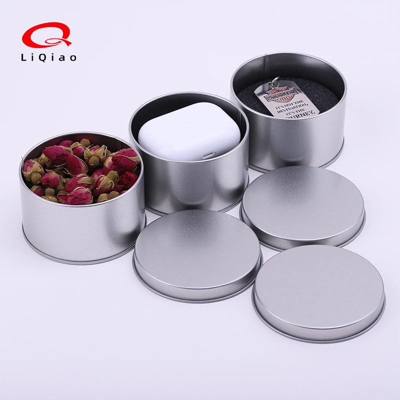 Hot selling Small Silver Tea Metal Tin Box Empty Mint Candy Round Packaging Candy Tin Box