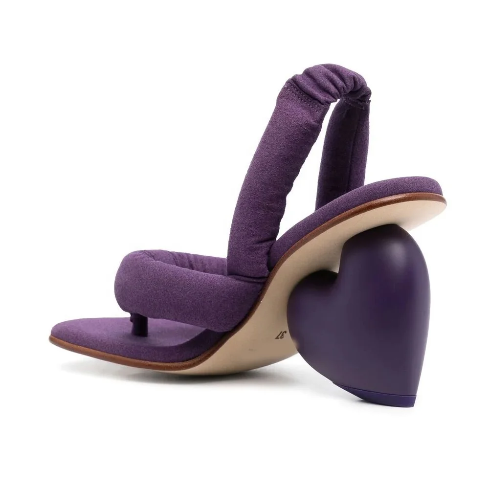 Anmairon New Season Comings Square Toe Round Big Straps Flip Flop Heart Shape Heel Women Slide Sandals