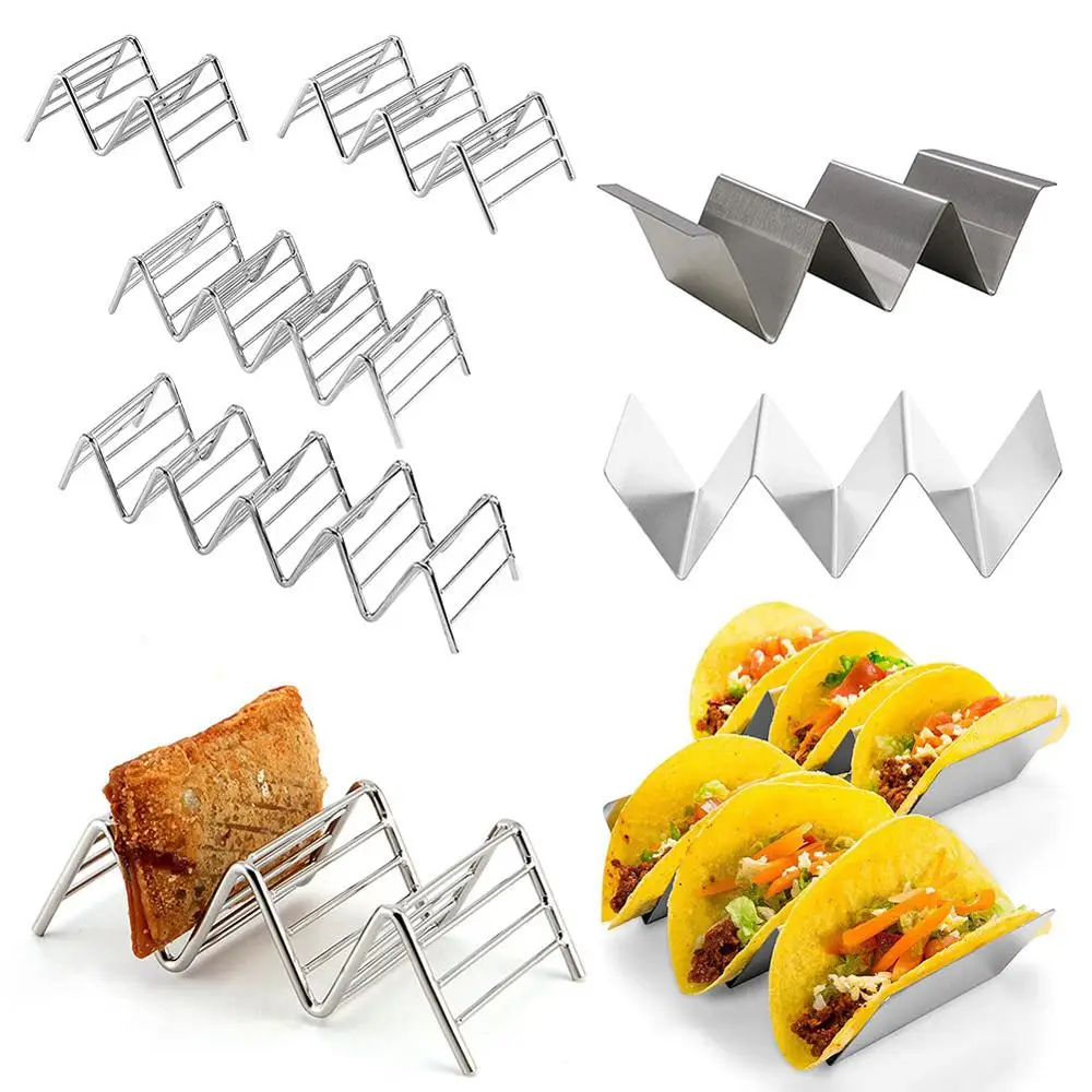 Оптовая продажа на заказ металлический полый держатель taco shell из нержавеющей стали подставка для лотка стойка набор аксессуаров
