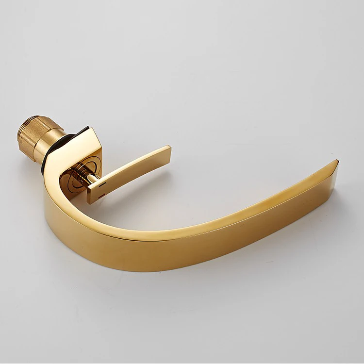 Golden plated copper faucet C shape design hot and cold faucet for bathroom Single Handle Hot Cold Waterfall Basin Faucet