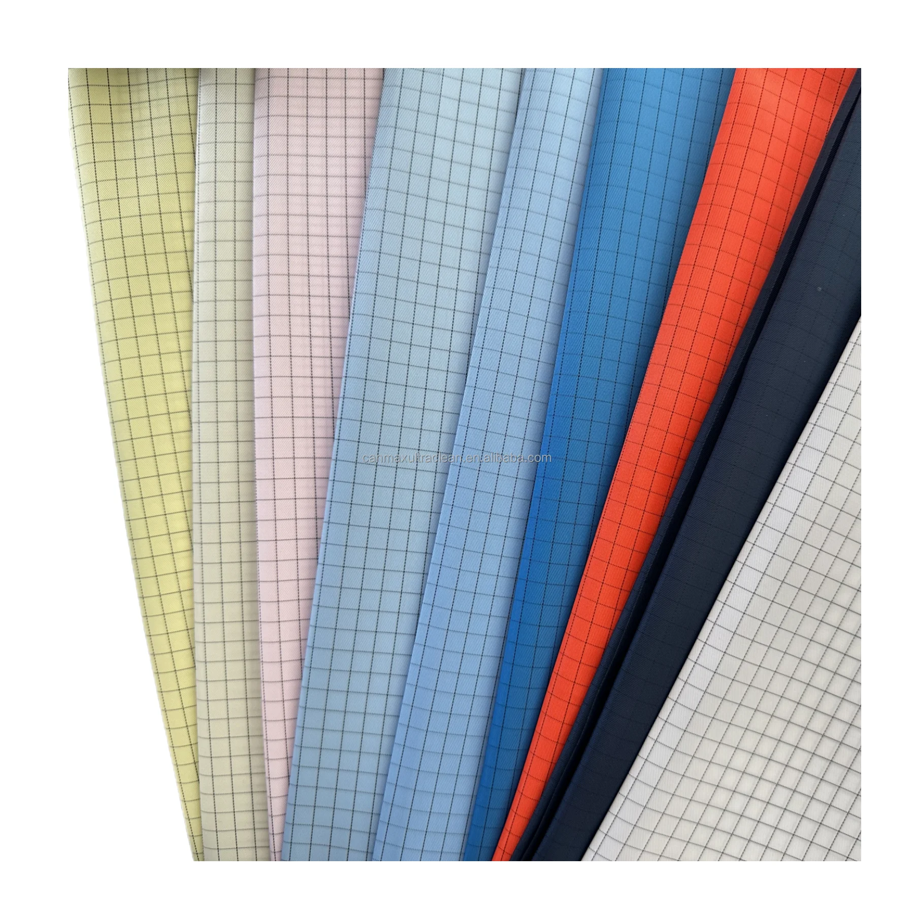 polyester electrical conductive antistatic esd poly yarn carbon fiber clothing fabric for clean room workwear