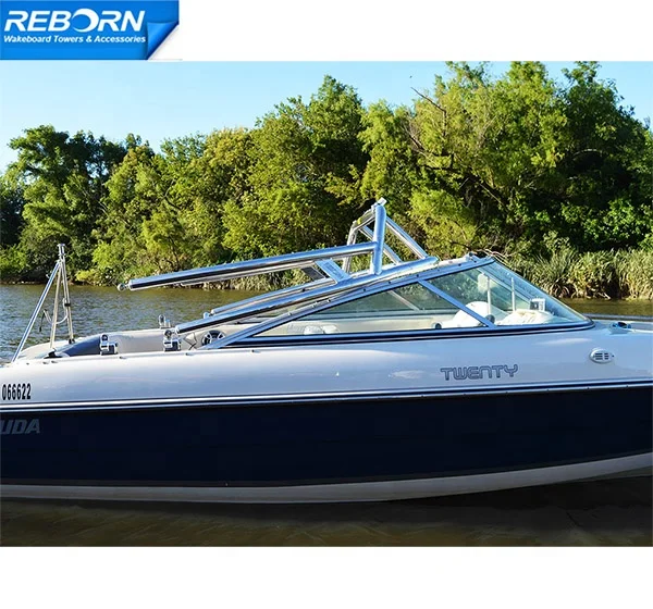 Reborn Launch Forward-facing White Coated Boat Wakeboard Tower Fast Install and Fold Down Boat Tower