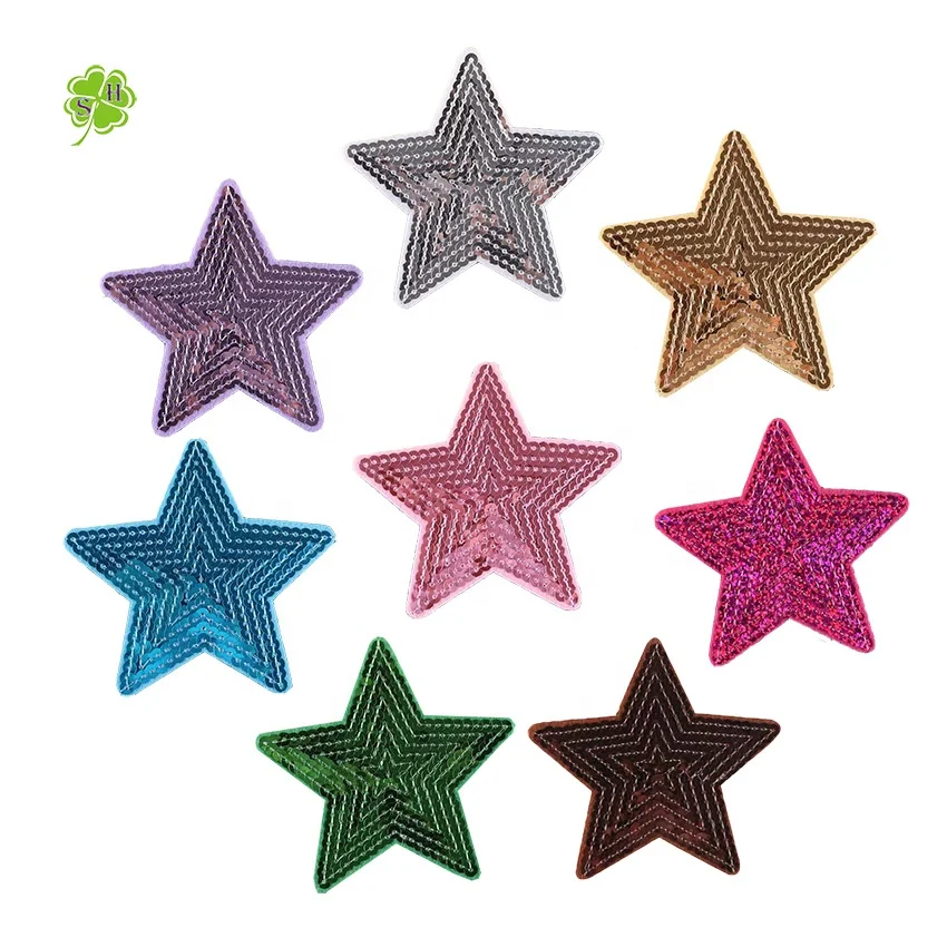 Colorful Star Patch Wholesale Bag Hat Patch DIY Sparkling Iron on Sequins Star Patch for Clothes hats