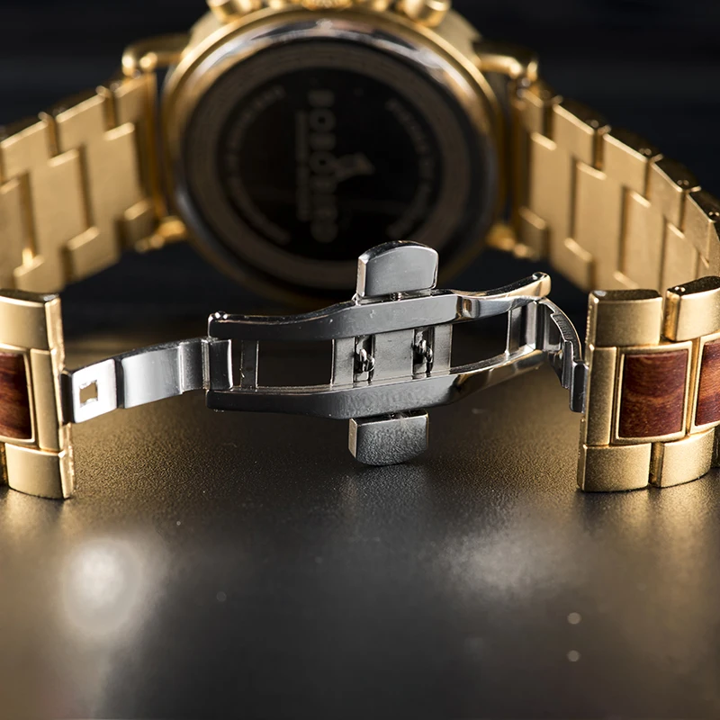 Роскошные наручные часы BOBO BIRD с хронографом, золотые мужские наручные часы