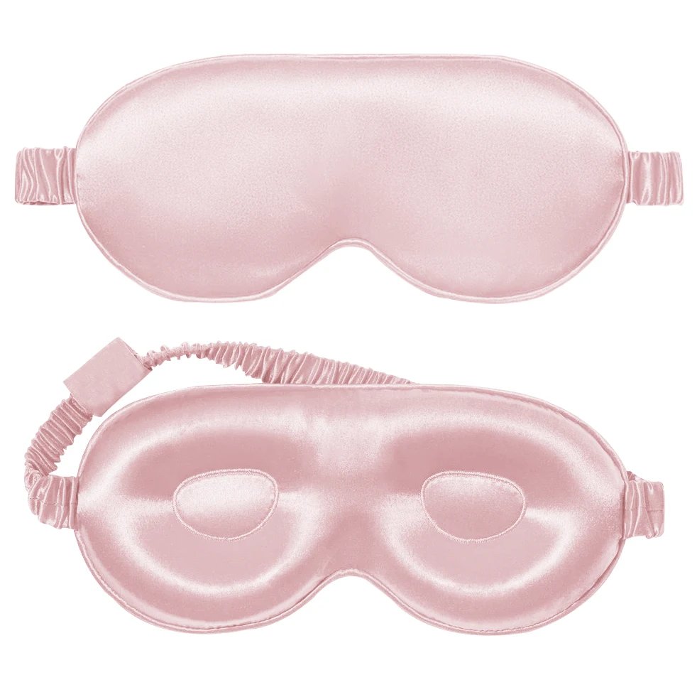 Luxury 16/19/22 Momme 100% Mulberry Silk 3D Eye Mask Soft Eye Sleeping Mask Black Night Eyeshade