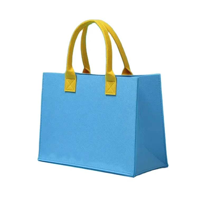 Large capacity colored wool felt handbag with logo printing advertising gift felt tote bag manufacturer wholesale