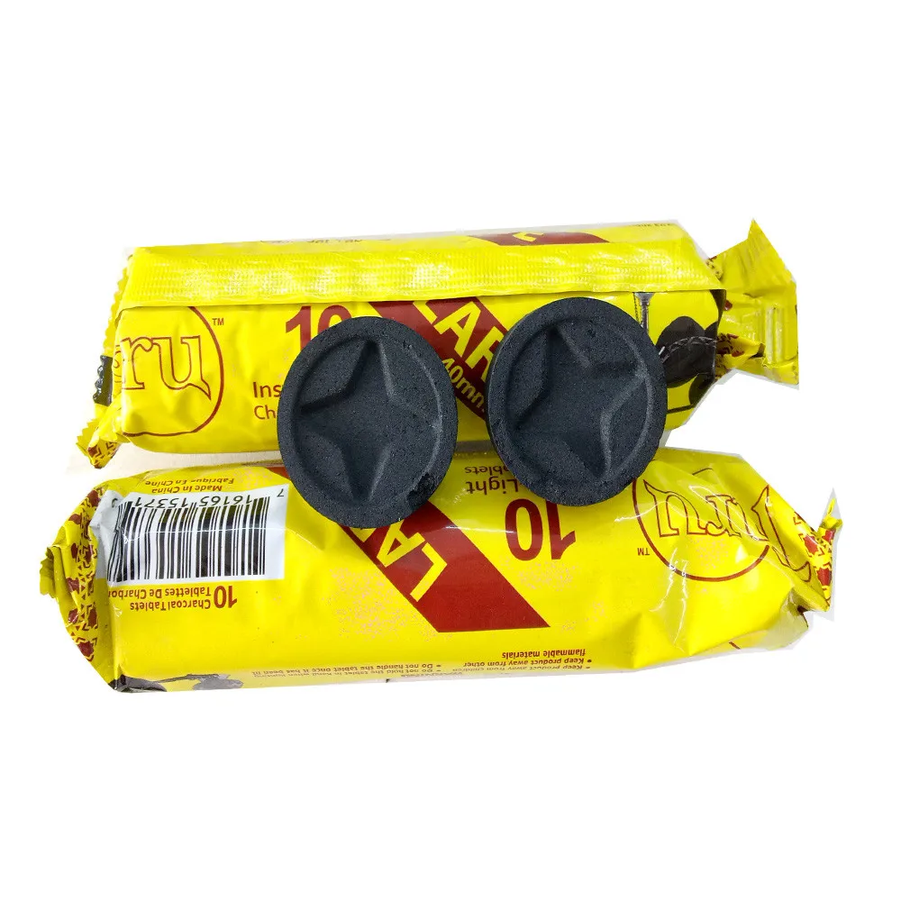 HongQiang Manufacture 35mm Incense Charcoal Soho Star Round Fruit Wood Charcoal for Hookah