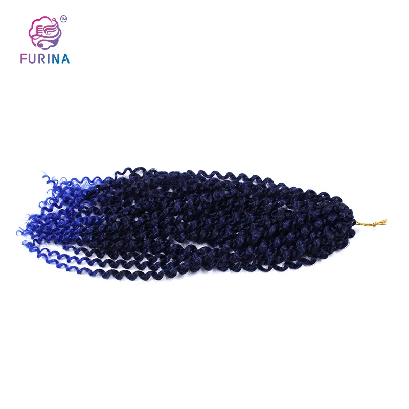 Furina Hot water setting braiding hair synthetic hair extensions black/blue ombre color crochet braiding twist