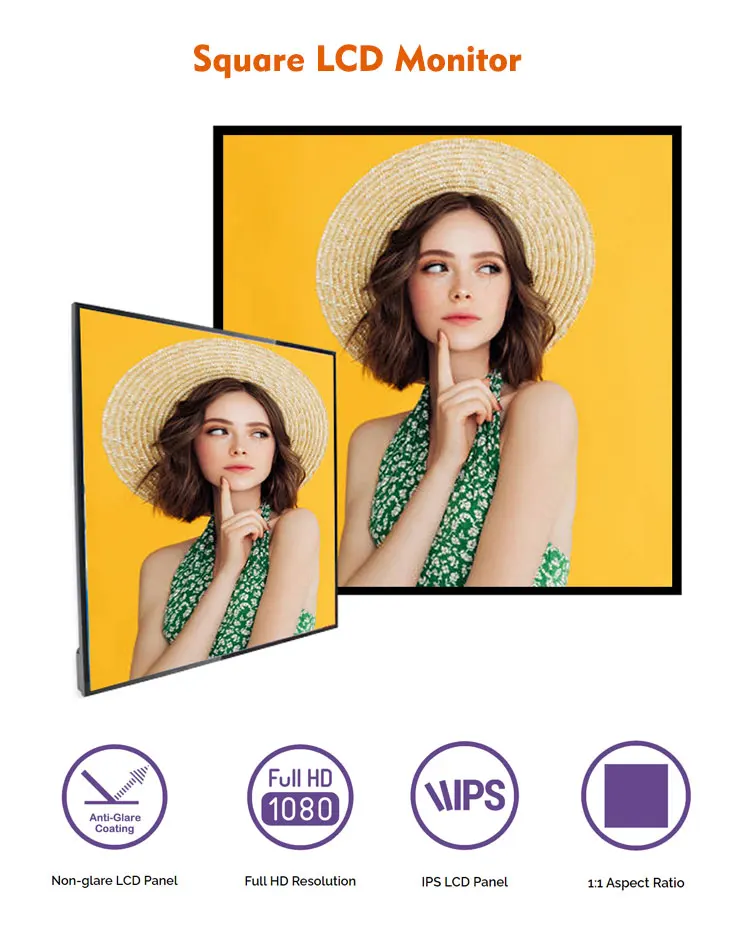 Samidisplay 22 дюймов Крытый высокой четкости digital signage рекламный дисплей квадратный ЖК-экран для салона красоты