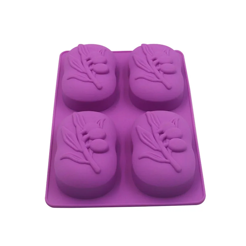 Wholesale The Best-Selling 4 Cavity Mold New Design Leaf Soap Mold Handmade Rectangular Silicone Soap Mold Making Soap