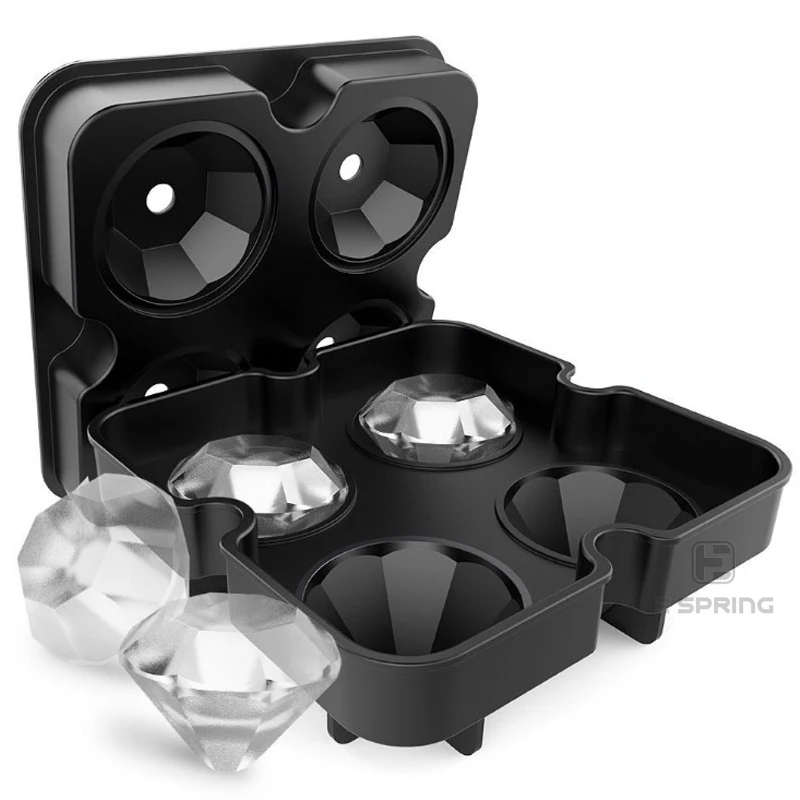 4 Cavity Diamond Shape 3D Ice Cube Mold Maker