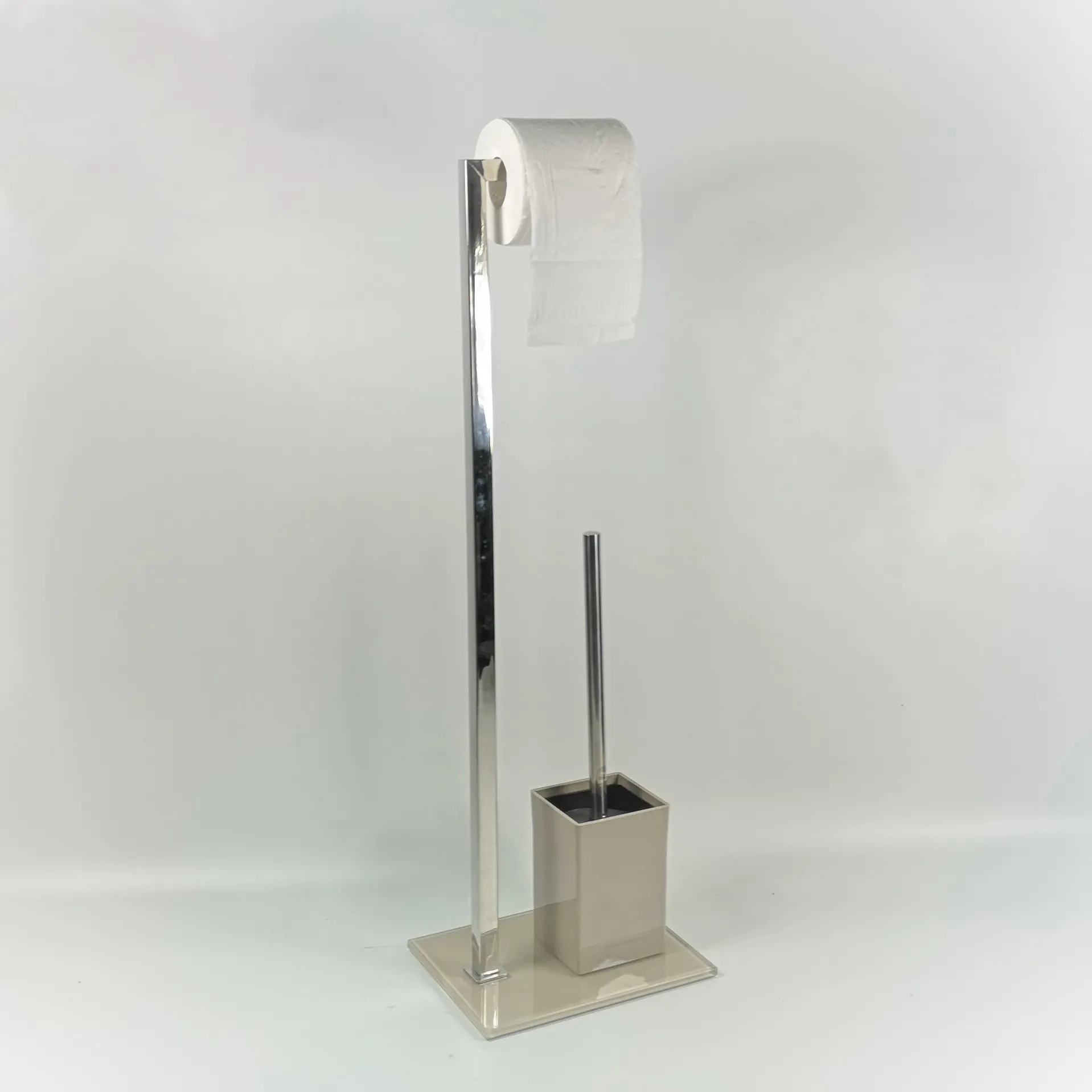 Good quality decorative bath set toilet brush holder and paper holder with glass base