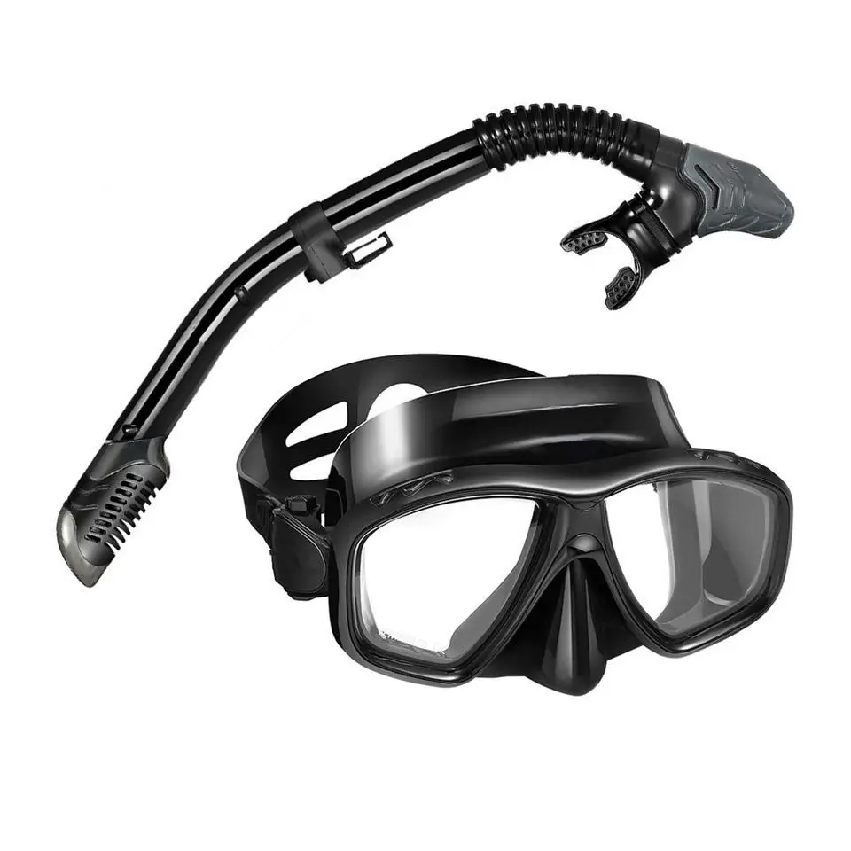Wholesale Low Moq Rubber Silicone Cressi  Tempered Glass Dive Mask For Gopro Mount Mask Diving Snorkel Tube
