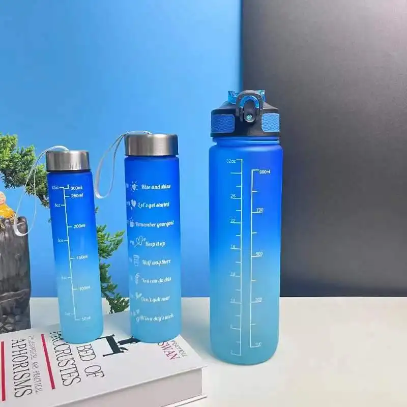 Wholesale Portable Food Grade Outdoor Sports Water Jug 32OZ 1000 ML Reusable Motivational Plastic Water Bottle With Time Marker
