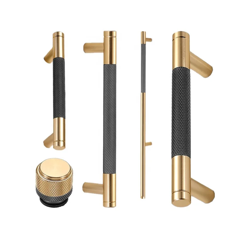 Custom modern gold gray two-color wardrobe door Aluminum Alloy handle Simple cabinet handle