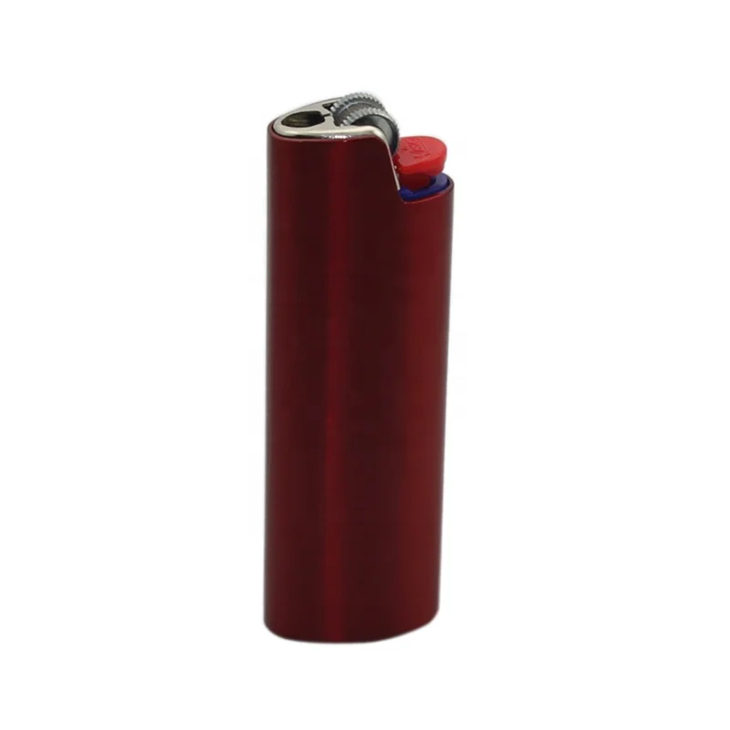 Wholesale Small MOQ Red Bronze Brush Metal Lighter Holder Case Lighter Sleeve high quality metal sleeve for lighters