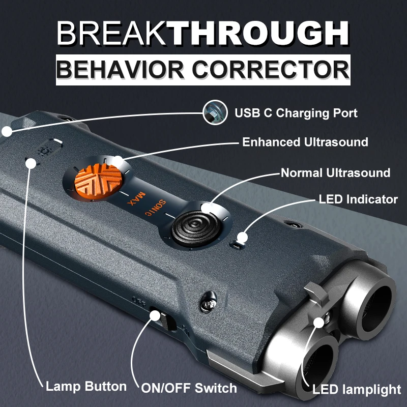 Outdoor Rechargeable Led Handheld Ultrasonic Bark Stop Pet Dog Repeller Training Device Electronic Dogs Barking Deterrents