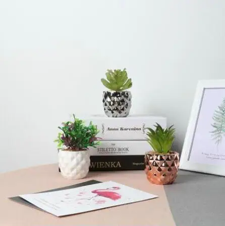 Home decor wholesale small size cheap artificial plant with metal flower pot