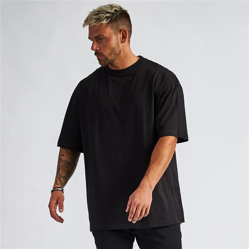 100%Cotton Plain Blank Vintage Drop Shoulder T-shirts Custom Logo Mens Oversized TShirts