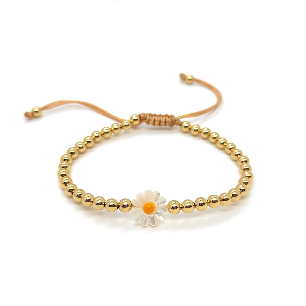 Unisex Bohemian Style Heart Pendant Beaded Bracelet with Gold Plated Zircon Hand-Woven Gift for Children on Anniversary