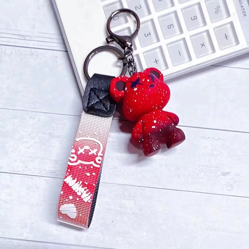 2023 Women Boy Girl Cute 3D Bear Key chain Animal Pendant keychains Metal Key Ring Accessories Keyring Small Gift