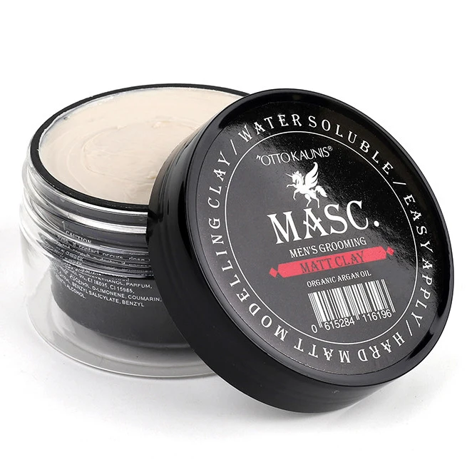MASC factory price Strong Hold High Shine 48 Hours Long-Lasting Water Base Hair Styling Pomade Hair Clay for Men