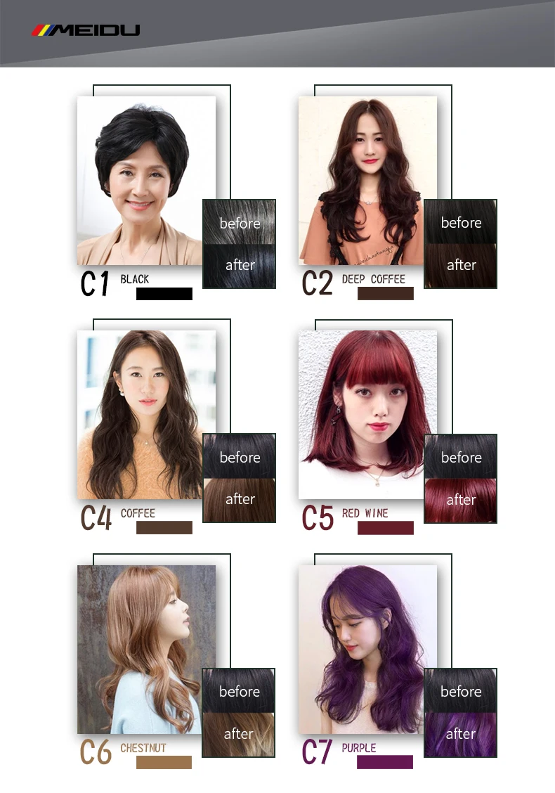 Fast shipping private label permanent care product fast change cover grey hair no ammonia herbal color Chinese hair dye shampoo