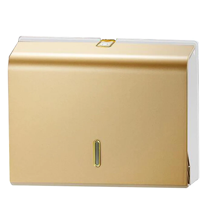 Smart Looking Gold color bathroom toilet wall mounted plastic M fold tissue paper dispenser