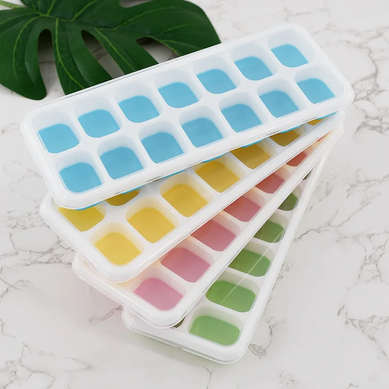 New Silicone Ice Tray Mold Box Ice Cube Maker 14 Grid Non-toxic Durable Bar Pub Wine Ice Blocks Maker Kitchen Tools Accessories