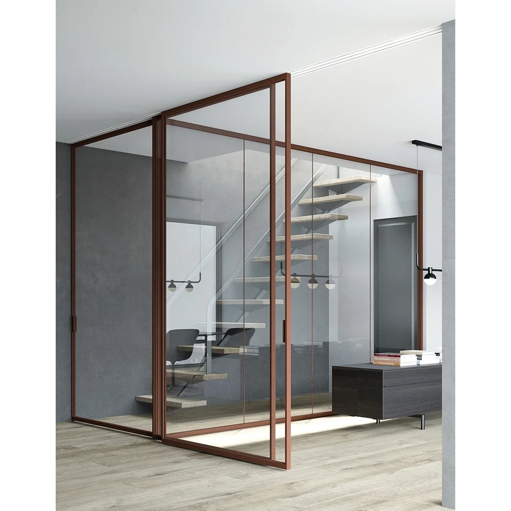 Sliding Door System Office Furniture Latest Product Aluminum Aluminium Frame Glass Partition SLIDING DOORS Modern Interior SL-06