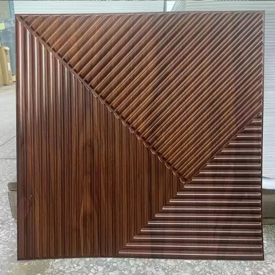 Luxury composite building characteristic wallboard waterproof darker wood cladding pvc 3d wall panels boards Interior decoration