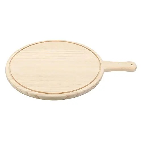 Wooden Round Wood Food Plate Pizza Cutting Board Kitchen Tools Serving Paddle Pizza Peel With Handle