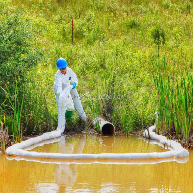 100% Pp Oil Absorbent For Spill Clean-Up Rubbish Floating Solid Barrier 20 Cm Yellow High Efficiency Boom